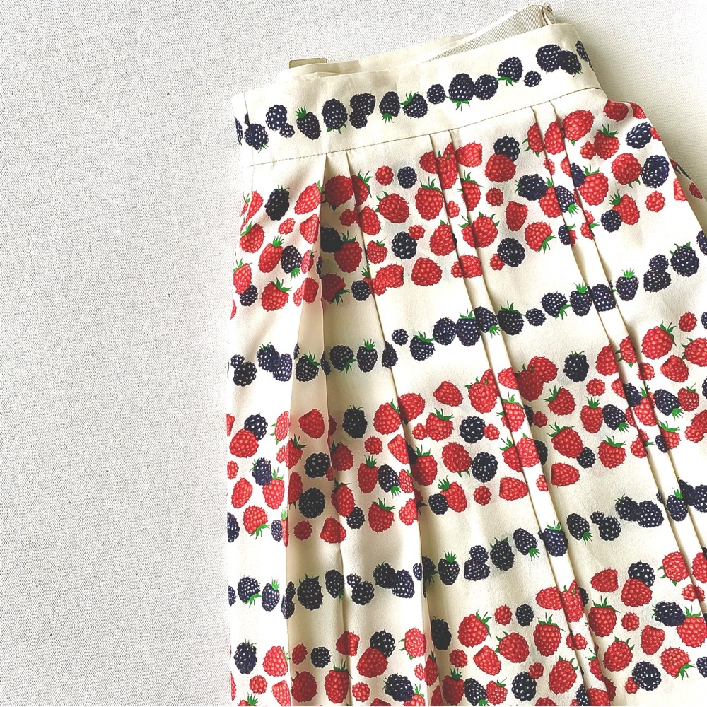 NWT J. Crew Raspberry/Blackberry Pleated Skirt, Size 14